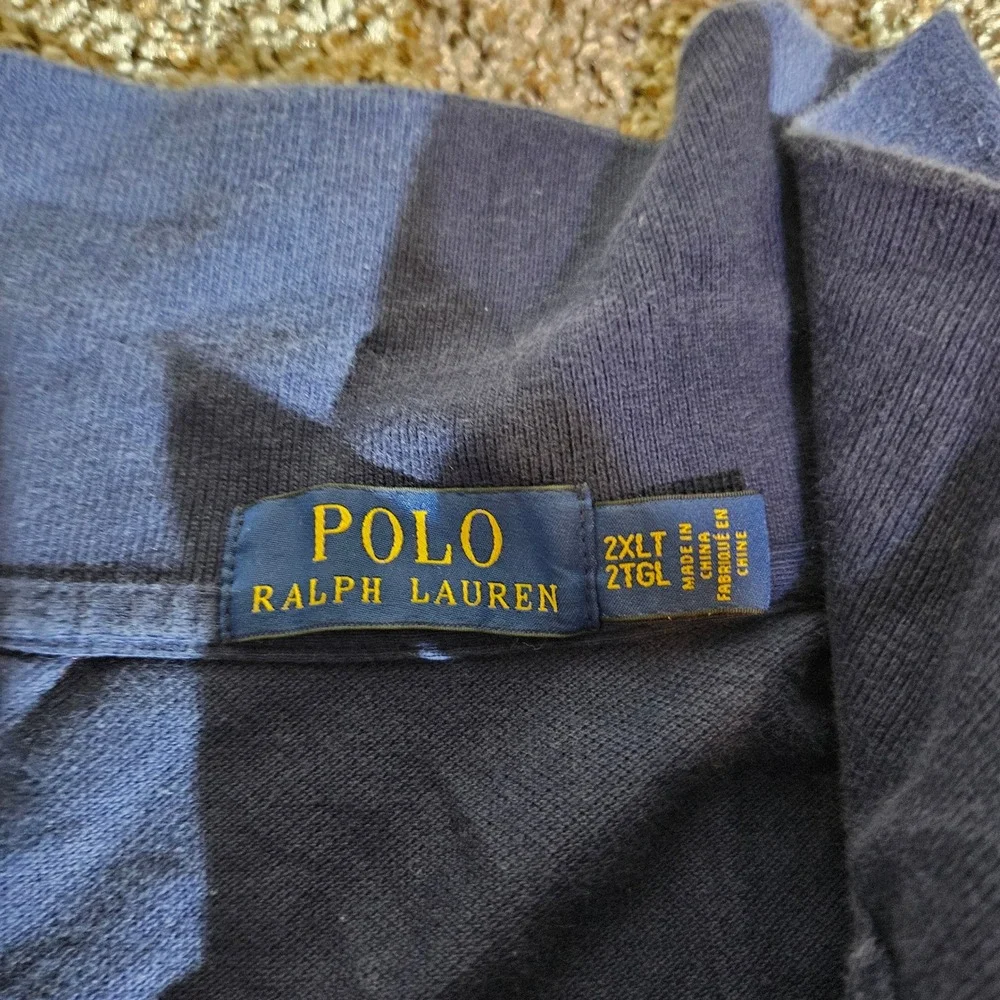 Polo Ralph Lauren Mens‎ 2XLT Navy Blue Short Sleeve Cotton Mesh Polo Shirt 0818